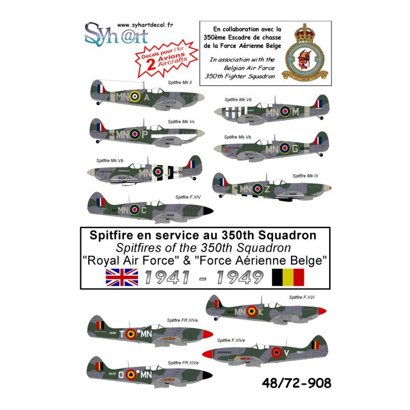 Syhart 908 - Spitfires of 350 Squadron - RAF & Belgian AF 1941 - 1949