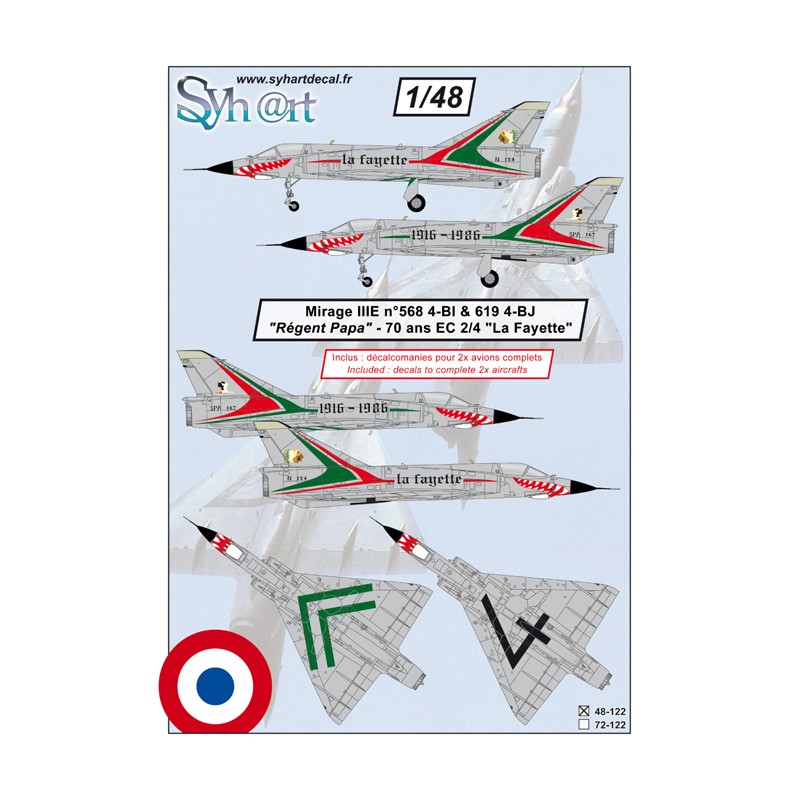 Syhart 122 - 2x Mirage IIIE "Régent Papa" 70 ans EC2/4 La Fayette" 1916-1986