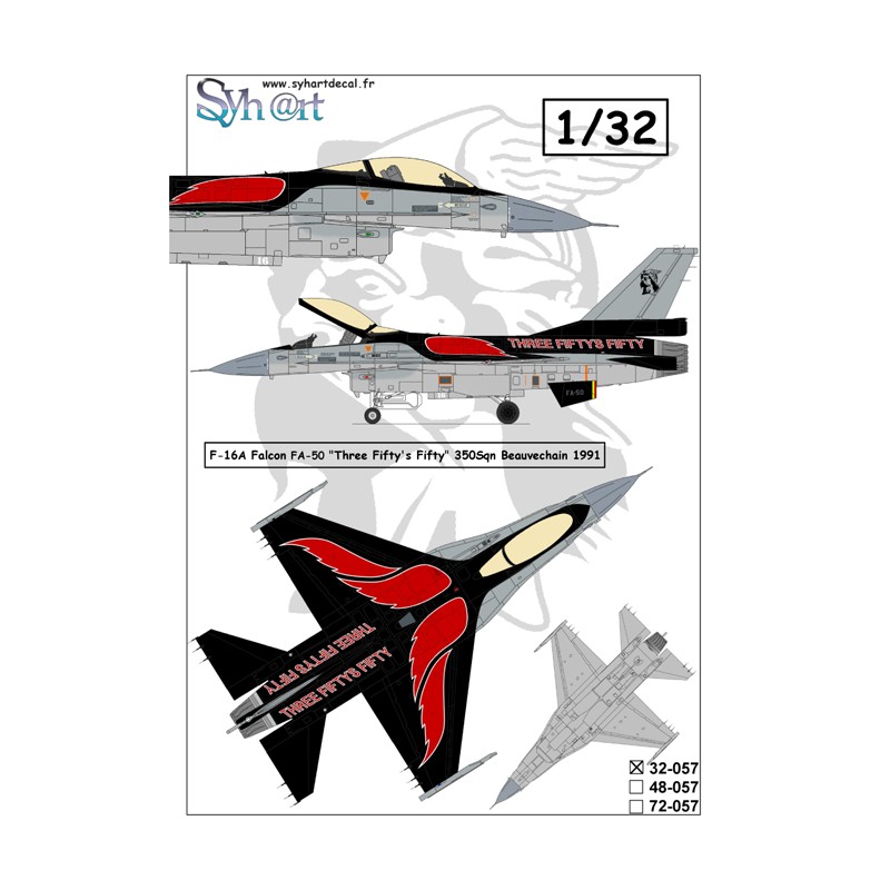 Syhart 057 - F-16A Falcon FA-50 'Three Fifty's Fifty" 50 Ans 350Sqn Beauvechain 1992