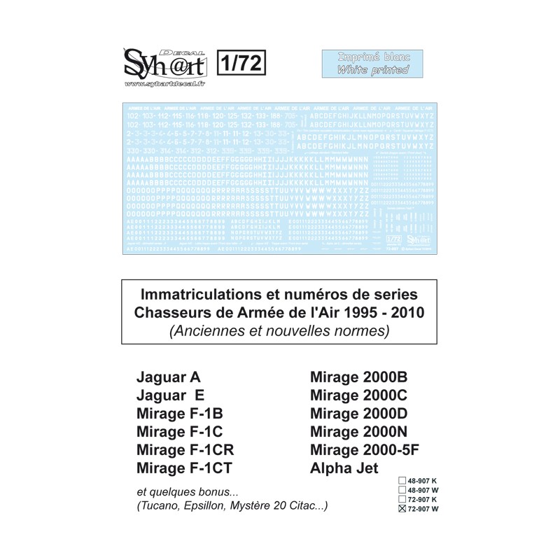 Syhart 907 - (White) French Air Forces registrations & serials 1995 - 2010