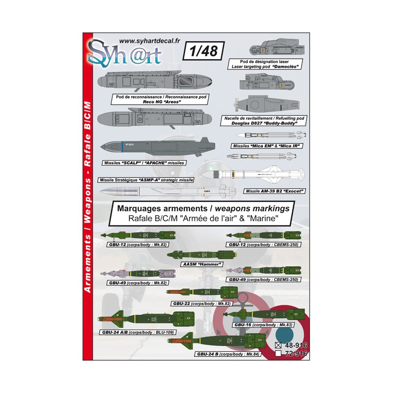 Syhart 916 - Marquages pour armements - Rafale B/C/M