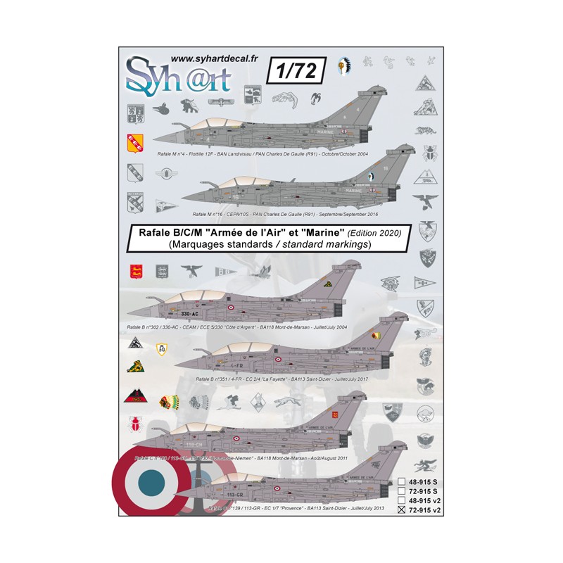 Syhart 915v2 - Rafale B/C/M marquages standards "Armée de l'Air & Marine"