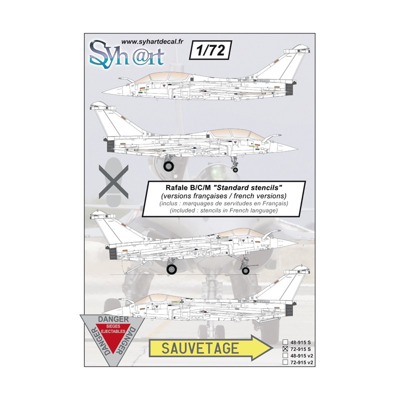Syhart 915S - Rafale B/C/M "Standard stencils" (French versions)