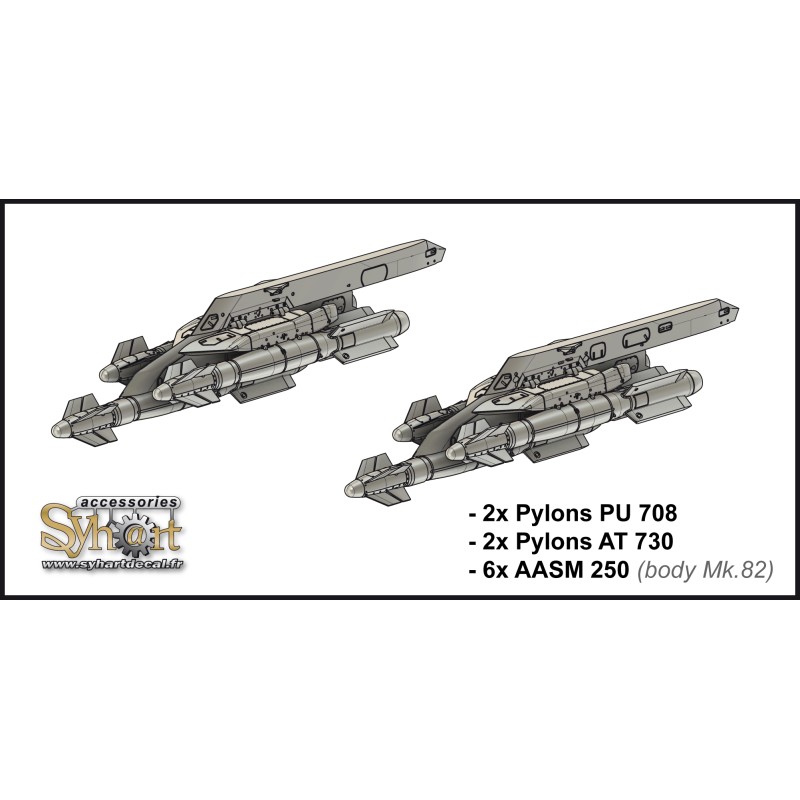 SP004 - 6x AASM 250 (body Mk.82) + AT730 tribomb ejectors for Rafale - (1/48)