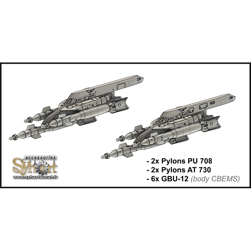 SP007 - 6x GBU-12 (body CBEMS) + AT730 tribomb ejectors for Rafale - (1/48)