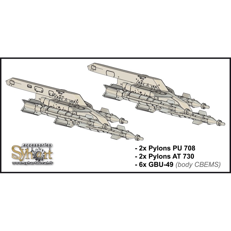 SP029 - 6x GBU-49 (corps CBEMS) + AT730 pylônes triple pour Rafale - (1/48)