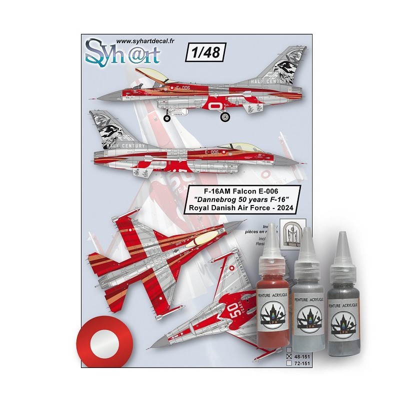 Syhart 151 + paints - F-16AM Falcon E-006 "Dannebrog 50 years F-16" Royal Danish AF - 2024